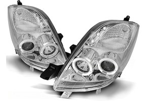 Koplampen geschikt voor Toyota Yaris 06-09 Angel Eyes chroom