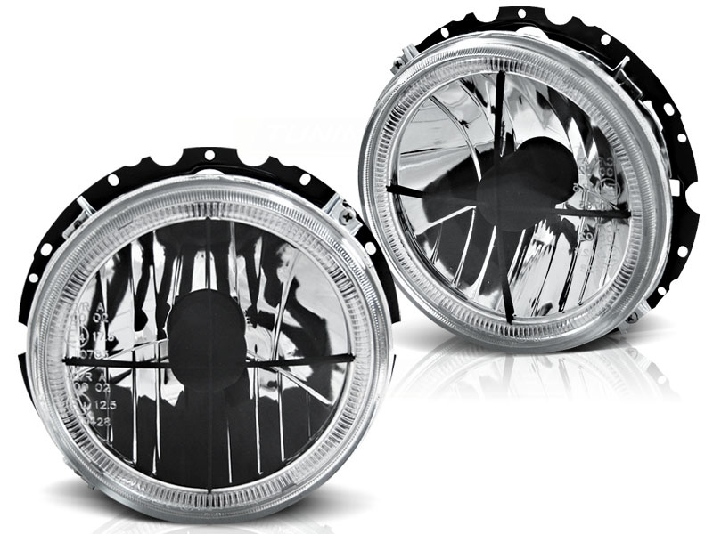 Buitenste koplampen geschikt voor VW Golf 1 05 74-07 83 Angel Eyes chroom zwart