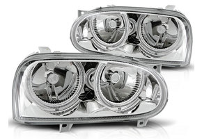 Koplampen geschikt voor VW Golf 3 09 91-08 97 Angel Eyes chroom