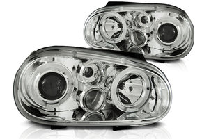 Koplampen geschikt voor VW Golf 4 09 97-09 03 Angel Eyes chroom