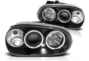 Koplampen geschikt voor VW Golf 4 09 97-09 03 Angel Eyes zwart