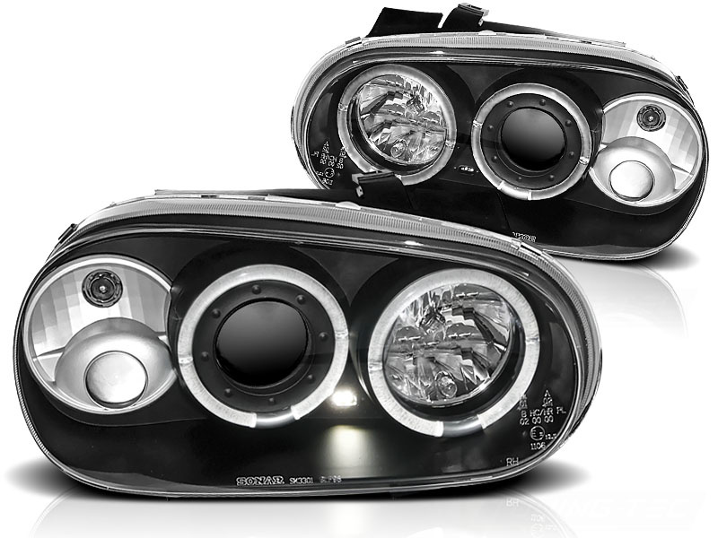 Koplampen geschikt voor VW Golf 4 09 97-09 03 Angel Eyes zwart