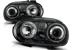 Koplampen geschikt voor VW Golf 4 09 97-09 03 Angel Eyes zwart