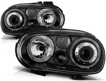 Koplampen geschikt voor VW Golf 4 09 97-09 03 Angel Eyes zwart