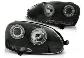 Koplampen geschikt voor VW Golf 5 10 03-09 Angel Eyes zwart