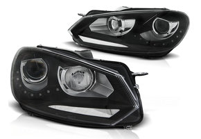 Koplampen dagrijlicht geschikt voor VW Golf 6 10-08-12 zwart tru DRL