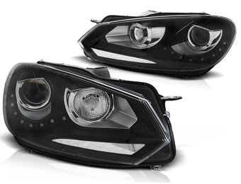 Koplampen dagrijlicht geschikt voor VW Golf 6 10-08-12 zwart tru DRL