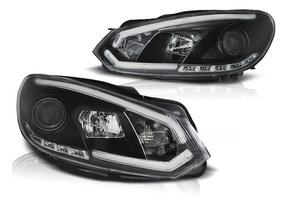 Koplampen dagrijlicht geschikt voor VW Golf 6 10-08-12 zwart tube lights tru DRL