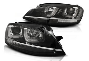 Koplampen dagrijlicht geschikt voor VW Golf 7 11-12-17 U-Type zwart with chroom line