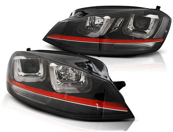 Koplampen dagrijlicht geschikt voor VW Golf 7 12-17 U-Type zwart with rood line GTI look