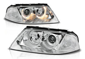 Koplampen dual halo rims geschikt voor VW Passat 3BG B5 FL 09-00-03-05 Angel Eyes chroom