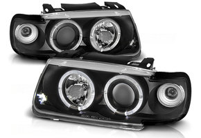 Koplampen dual halo rims geschikt voor VW Polo 6N 10 94-09-99 hatchback Angel Eyes zwart