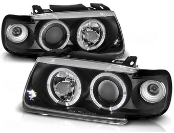 Koplampen dual halo rims geschikt voor VW Polo 6N 10 94-09-99 hatchback Angel Eyes zwart