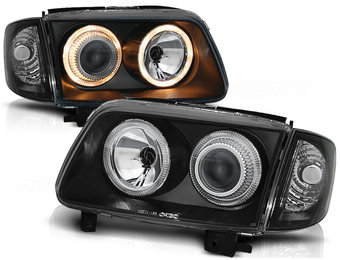 Koplampen dual halo rims geschikt voor VW Polo 6N2 10 99-10-01 Angel Eyes zwart