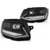 Koplampen dagrijlicht geschikt voor VW T6 15- zwart chroom LED DRL