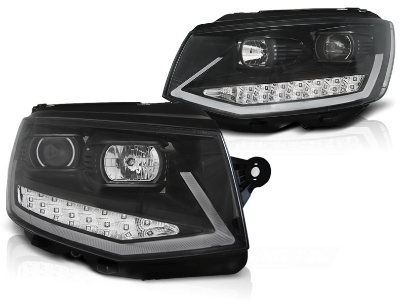 Koplampen dagrijlicht geschikt voor VW T6 15- zwart chroom LED DRL
