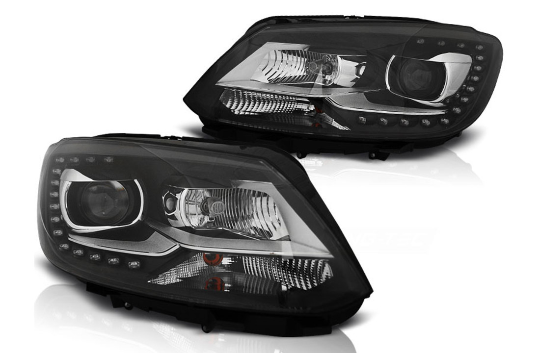 Koplampen dagrijlicht VW TOURAN II 08 10-15 ZWART TRU DRL