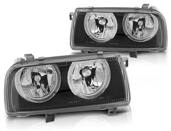Koplampen dual halo rims geschikt voor VW Vento 01 92-08-98 Angel Eyes zwart
