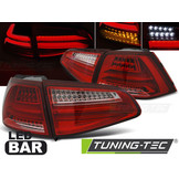 Achterlichten geschikt voor VW Golf 7 13-17 rood helder LED strip