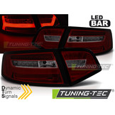 Achterlichten geschikt voor Audi A6 08-11 sedan rood smoke LED strip seq