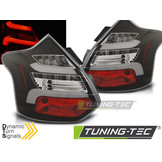 Achterlichten geschikt voor Ford Focus 3 11-10 14 hatchback zwart LED strip seq indic