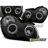 Koplampen dual halo rims geschikt voor Mercedes W203 C-Klasse 07 00-03 04 Angel Eyes zwart