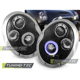 Koplampen dual halo rims geschikt voor BMW MINI (Cooper) 05 01-10 06 Angel Eyes zwart