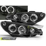 Koplampen geschikt voor Peugeot 206 02- Angel Eyes zwart