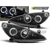 Koplampen geschikt voor Peugeot 307 04 01-06 05 Angel Eyes zwart