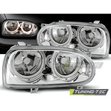 Koplampen geschikt voor VW Golf 3 09 91-08 97 Angel Eyes chroom