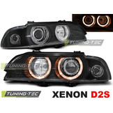 Koplampen xenon geschikt voor BMW E39 09 95-06 03 Angel Eyes D2S/H7 zwart