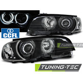 Koplampen dual halo rims geschikt voor BMW E46 04 99-03 03 coupe cabrio Angel Eyes CCFL zwart