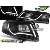 Koplampen met parkeerlicht geschikt voor Audi A6 C6 04 04-08 LED tube lights zwart