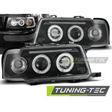 Koplampen dual halo rims geschikt voor Audi 80 B4 09 91-04 96 Angel Eyes zwart