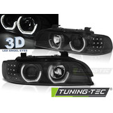 Koplampen dual halo rims geschikt voor BMW E39 09 95-06 03 zwart