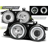 Koplampen dual halo rims geschikt voor BMW E32/E34 Angel Eyes chroom