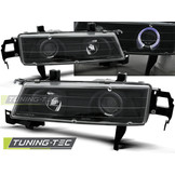 Koplampen dual halo rims geschikt voor Honda Prelude 02 92-01 97 Angel Eyes zwart