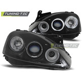 Koplampen geschikt voor Opel Corsa C 11 00-09 06 Angel Eyes zwart design