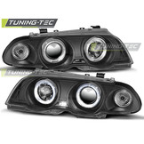 Koplampen dual halo rims geschikt voor BMW E46 05 98-08 01 Angel Eyes zwart