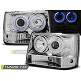 Koplampen dual halo rims geschikt voor Chrysler Jeep Grand Cherokee 93-98 chroom