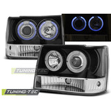 Koplampen dual halo rims geschikt voor Chrysler Jeep Grand Cherokee 93-98 zwart