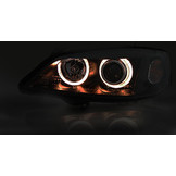Koplampen dual halo rims geschikt voor Opel Astra G 09 97-02 04 Angel Eyes zwart