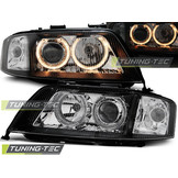 Koplampen dual halo rims geschikt voor Audi A6 05 97-06 01 Angel Eyes zwart