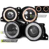 Koplampen dual halo rims geschikt voor BMW E30 11 82-06 94 Angel Eyes zwart