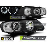 Koplampen xenon geschikt voor BMW X5 E53 09 99-10 03 LED Angel Eyes zwart