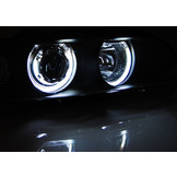 Koplampen dual halo rims geschikt voor BMW E39 09 95-06 03 Angel Eyes zwart CCFL