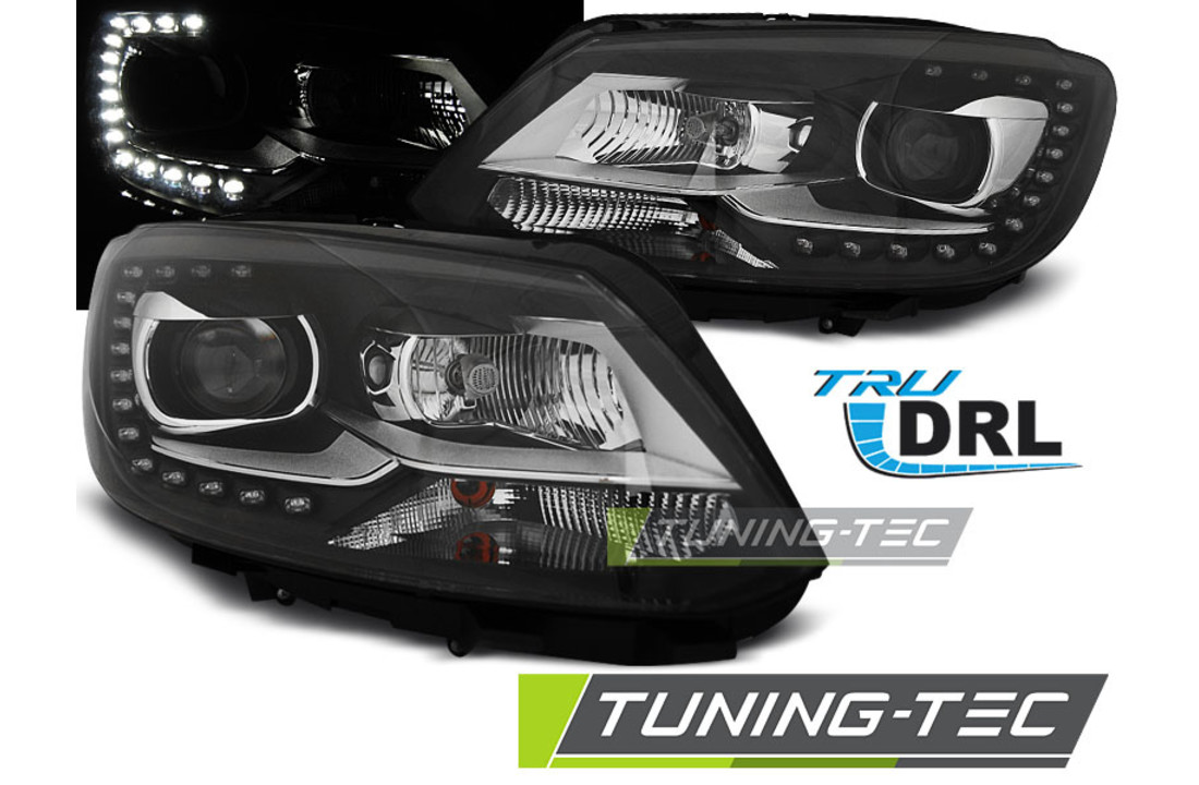 Koplampen dagrijlicht VW TOURAN II 08 10-15 ZWART TRU DRL