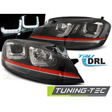Koplampen dagrijlicht geschikt voor VW Golf 7 12-17 U-Type zwart with rood line GTI look