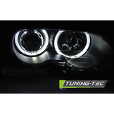 Koplampen dual halo rims geschikt voor BMW E46 04 99-03 03 coupe cabrio Angel Eyes LED zwart