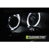Koplampen dual halo rims geschikt voor BMW E46 04 99-03 03 coupe cabrio Angel Eyes LED zwart